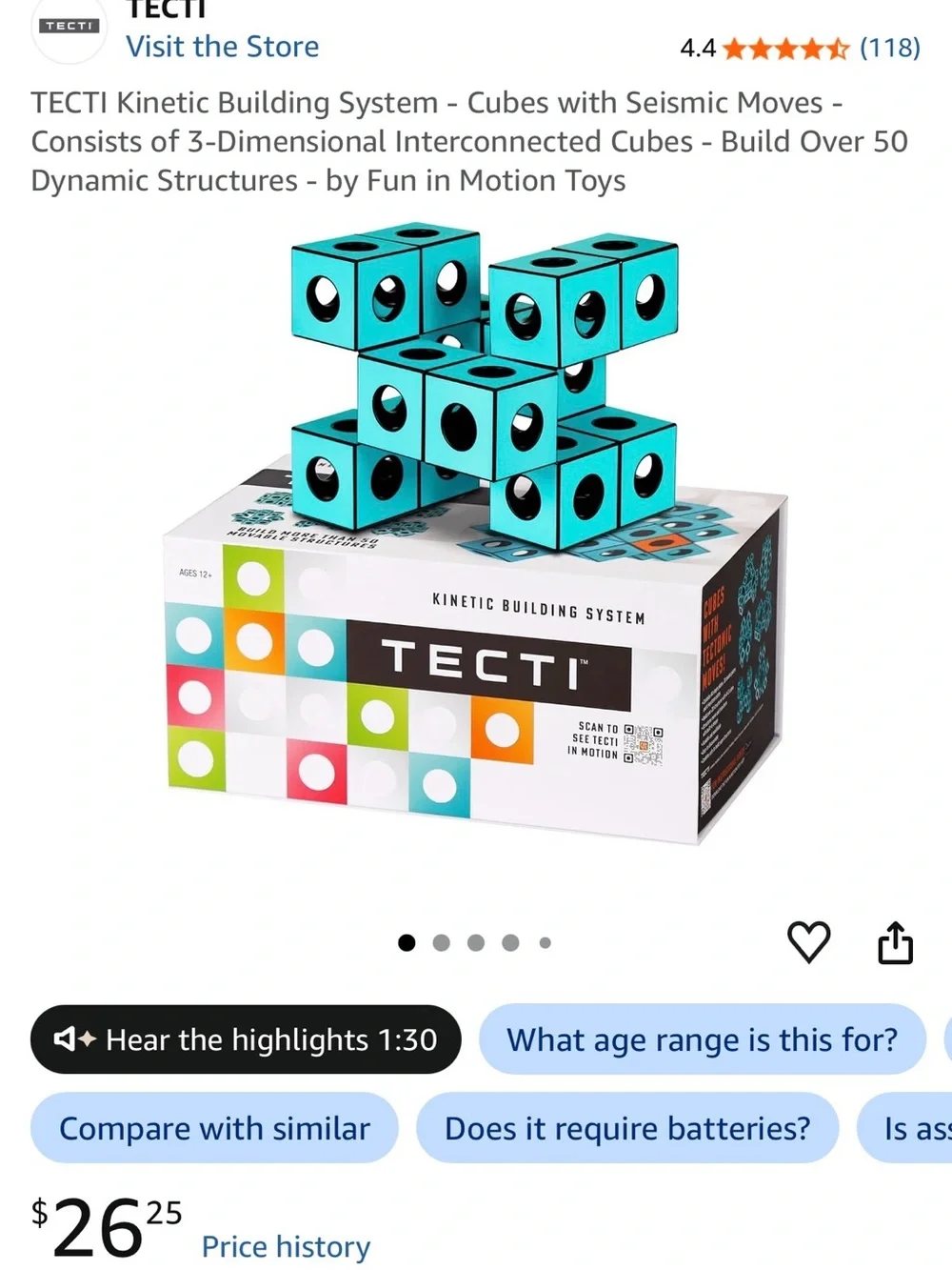 Kinetic Building Set - Teal Modular Cubes